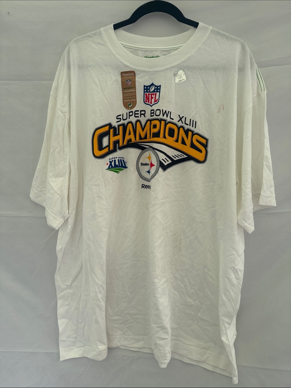Reebok White Super Bowl XLIII Champions Graphic Tee